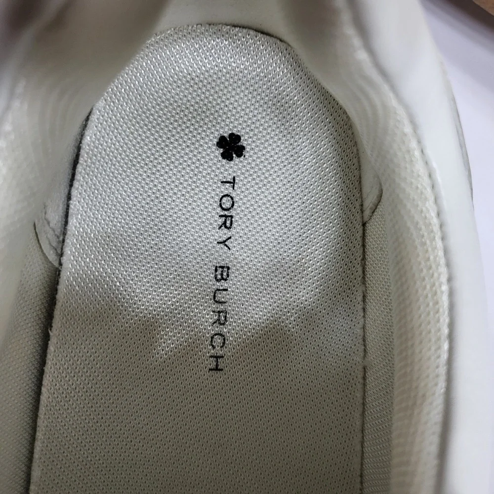 Tory Burch Sneakers Womens 5.5 White Excellent Leather Low Top Logo 152959